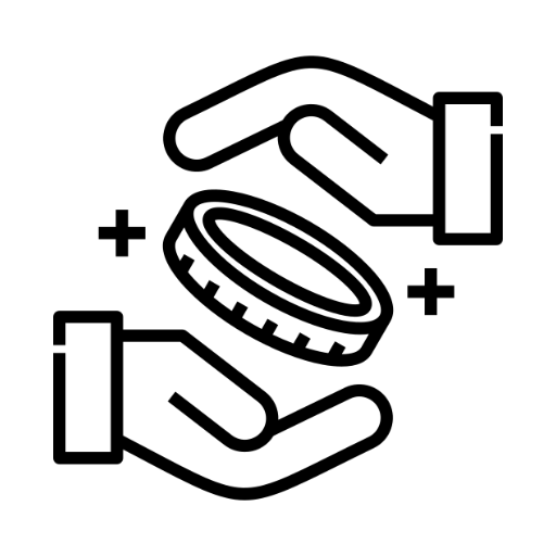 Stylized picture of a person holding a coin
